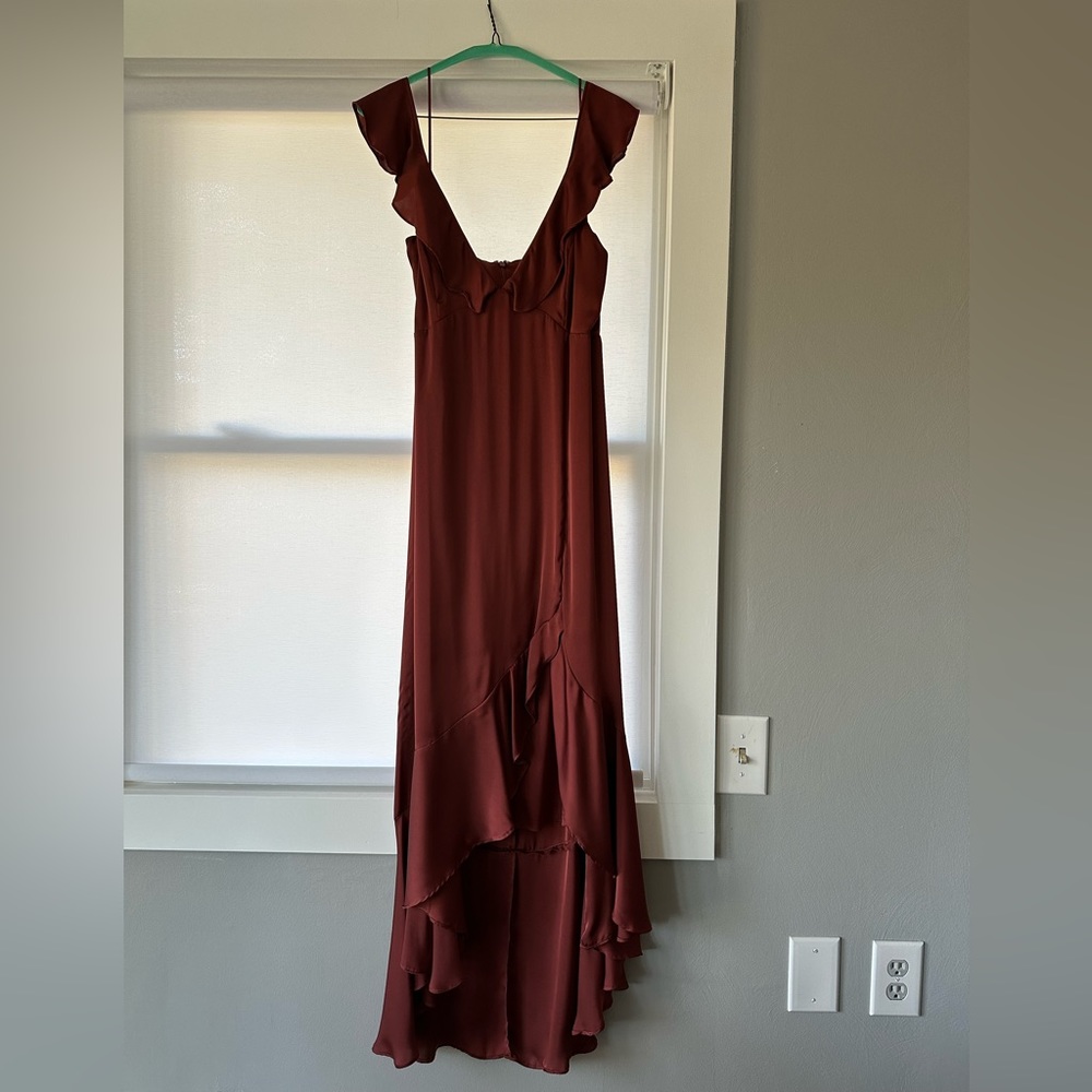 EXPRESS Burgundy Midi High-Low Dress